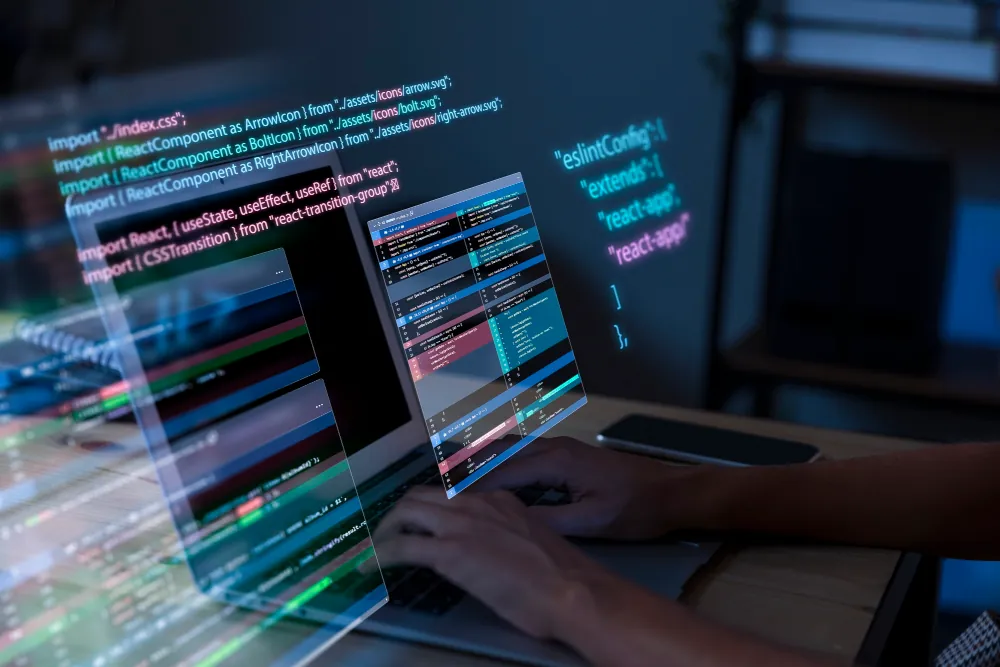 Custom web development services showcasing coding and design
